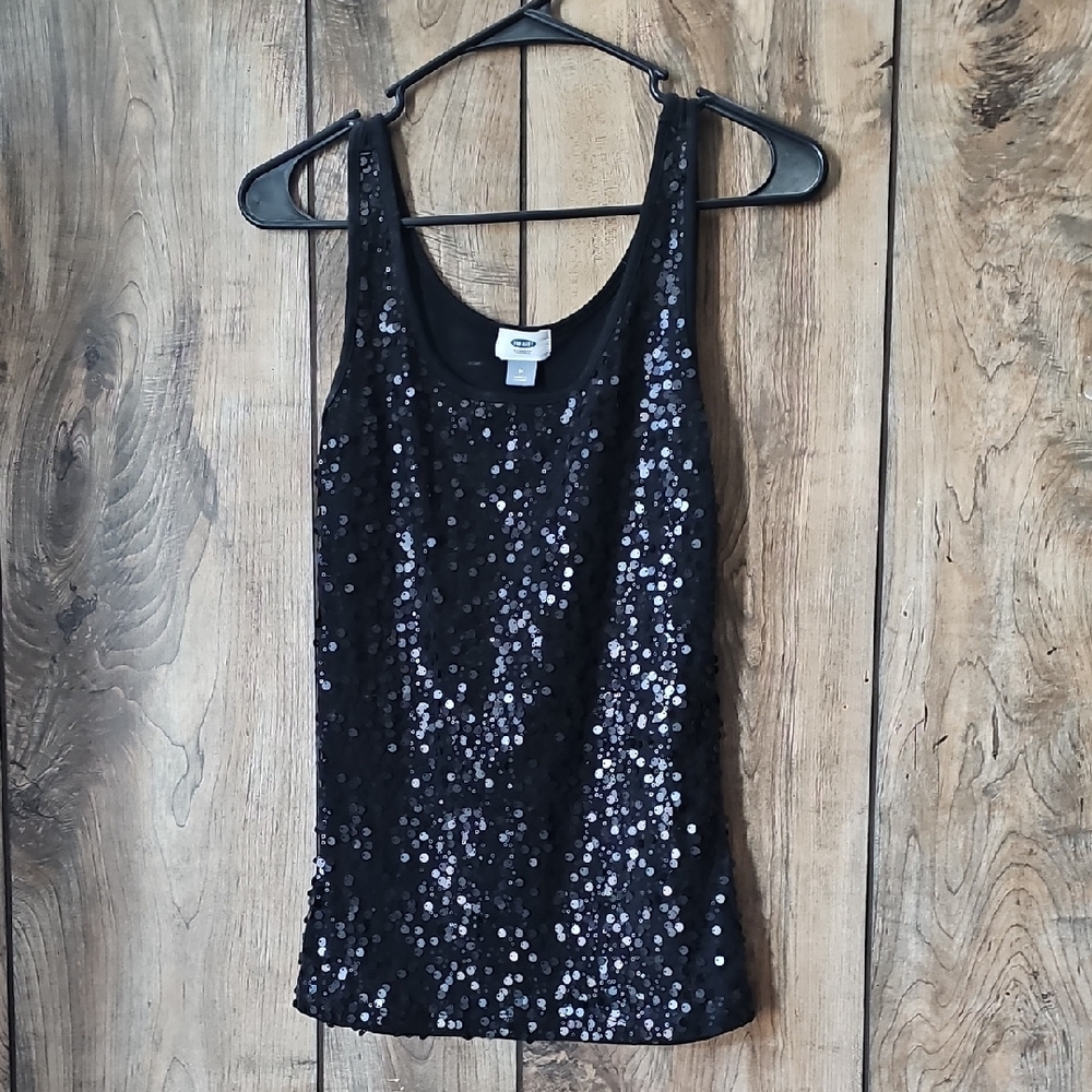 Old Navy Black Sequin Tank Top